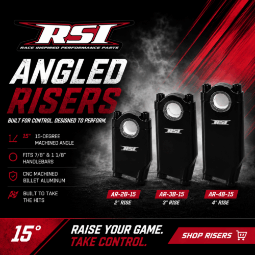 RSI 15° Angled Handlebar Risers – Black Anodized Available in 2″, 3″, and 4″ Heights