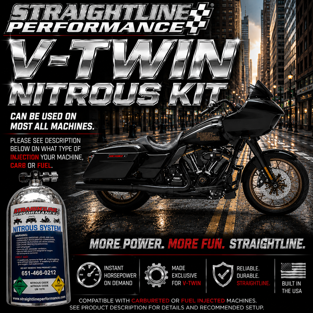 Straightline Performance Harley-Davidson® V-Twin Complete Nitrous Kit