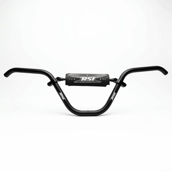 BOONDOGGLER 7/8 CLAMP AREA - 7/8" HOOKED HANDLEBAR -13 DEGREE SWEEP- 7" RISE WITH CROSSBAR - 30.5" WIDE - BLACK ANODIZED