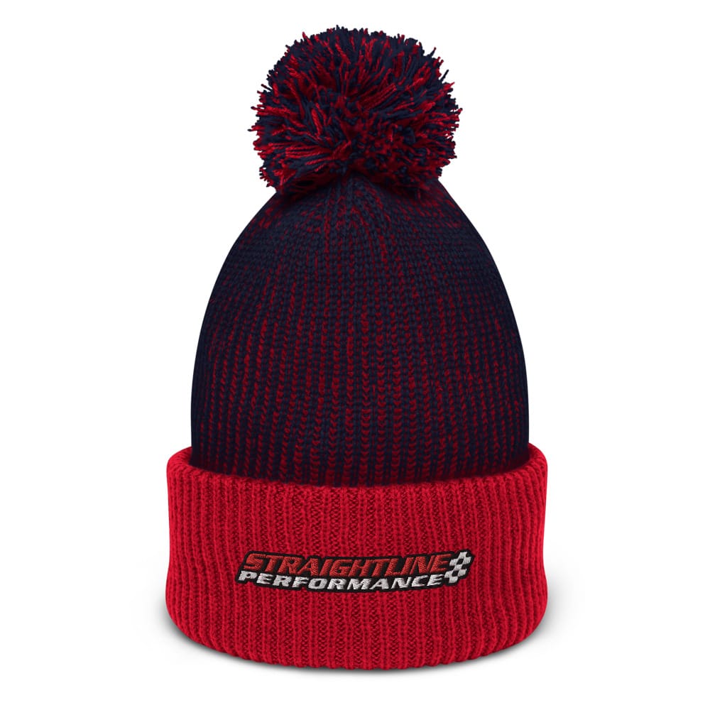 Speckled Pom Pom Beanie Navy Red Front 610831c2f0ce9.jpg