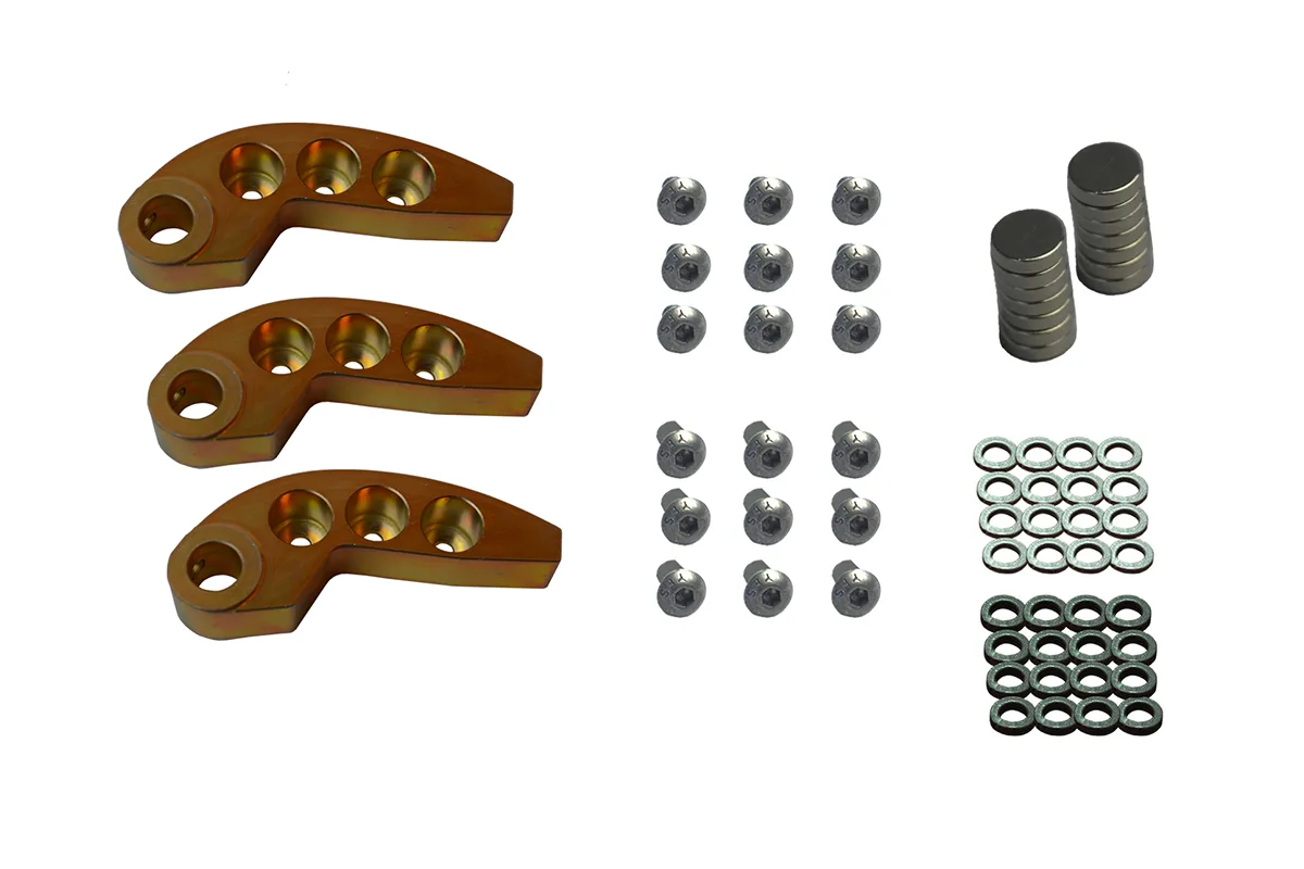 78-90 Gram Adjustable Weight Kit (bushed) Set of 3 / Now with the capability to use Magnets, Bolts, Washers, and Tungsten.  Total weight is102.1(must purchase part # 125-135)