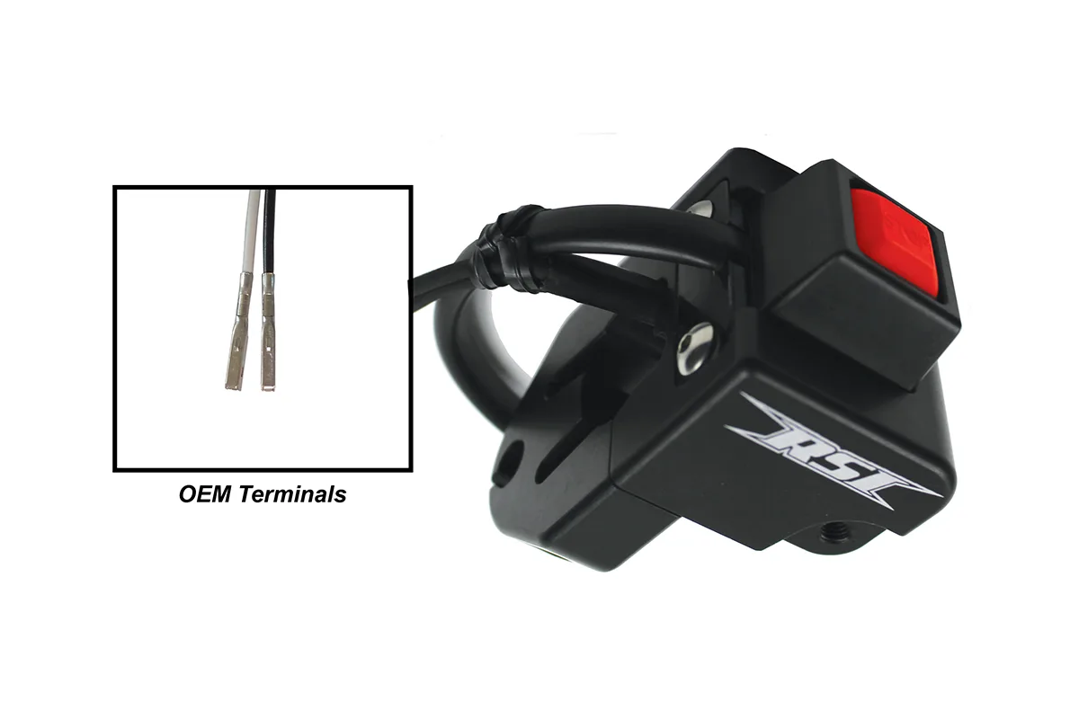 SKI-DOO GEN 4/5/LYNX RADIEN CHASSIS W/ MOMENTARY BILLET PUSH BUTTON KILL SWITCH, - OEM TERMINALS BLACK ANODIZED